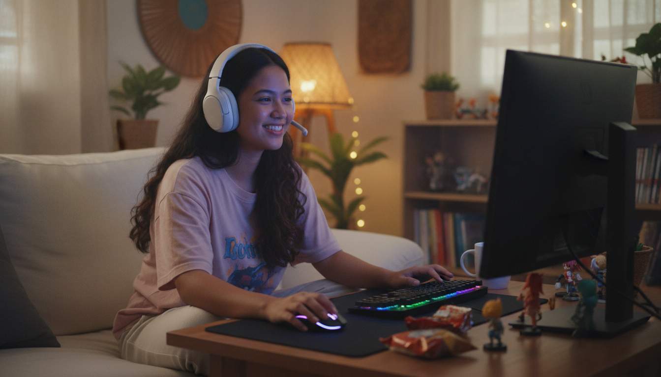 Woman enjoying online casino games