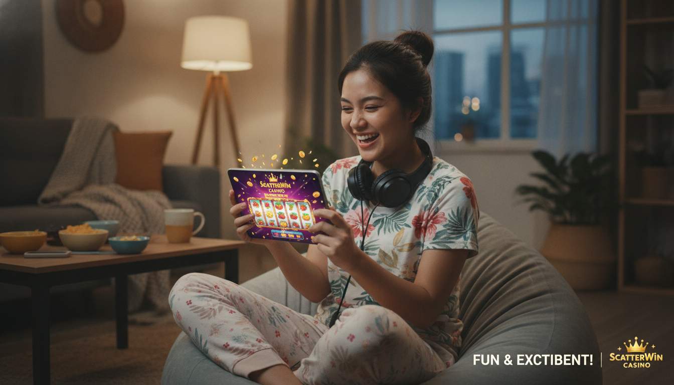 Happy woman enjoying online casino