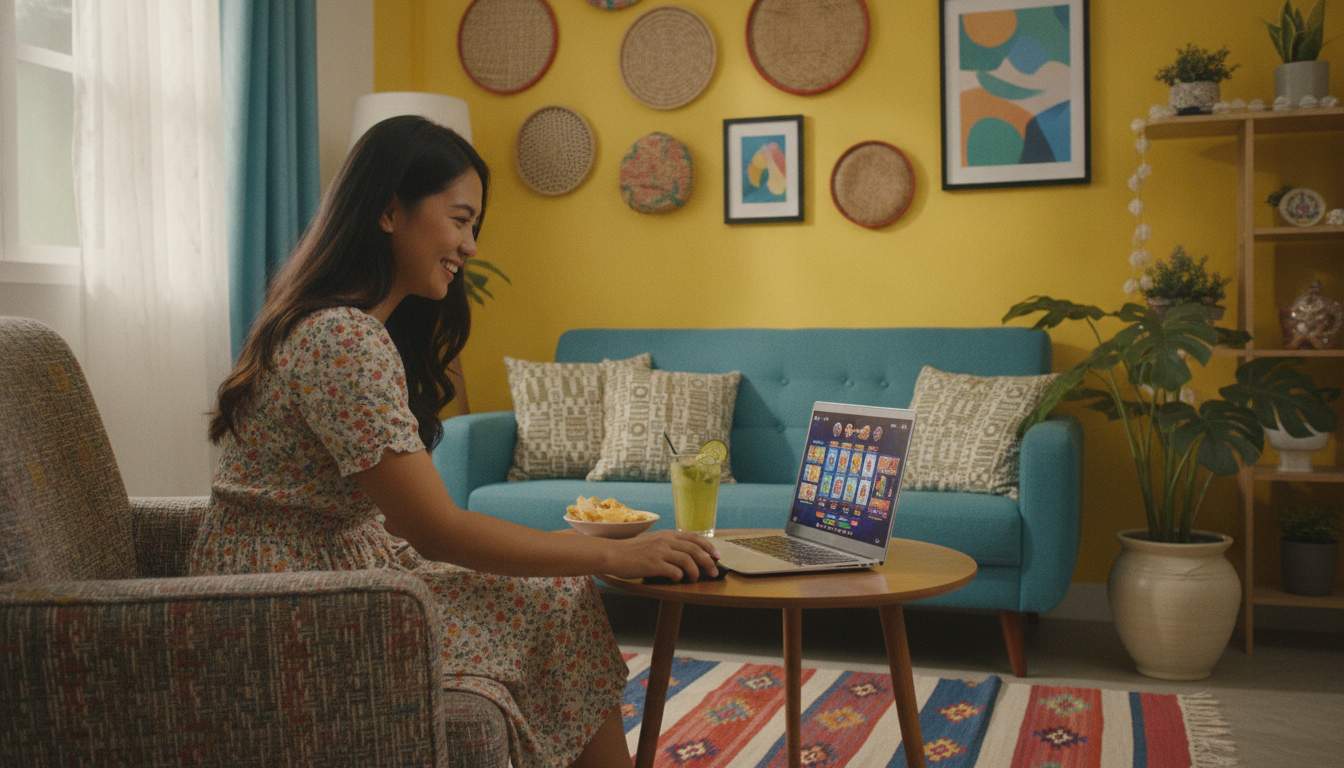 A woman starting her gameplay on ScatterWin